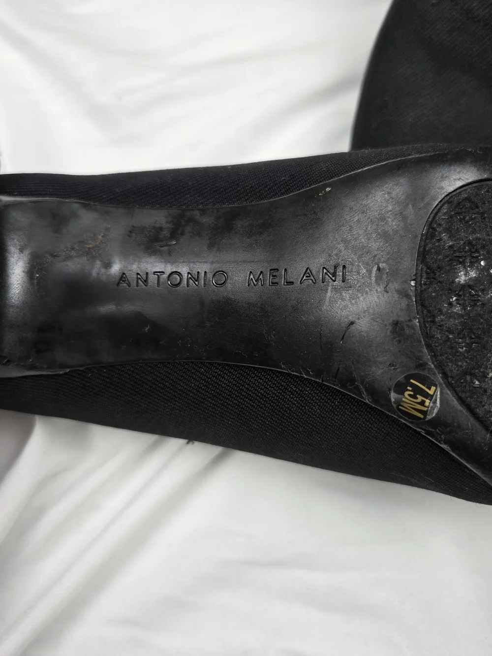 Antonio Melani Black Stretch Fabric Ankle Bootie Stiletto Heel Women's Size 7.5